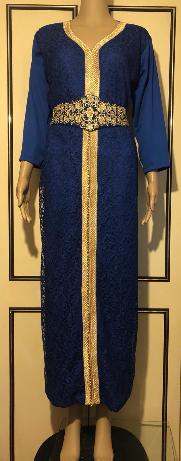 Royal Blue moroccan Chiffon Fabric Takchita