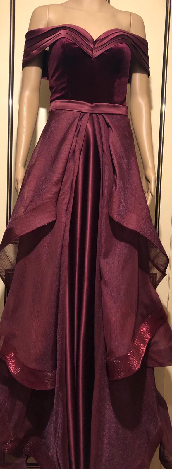 Brand new Wine  Red  Satin & Velvet Fabric  Prom  Gown Evening  Dress  UK  Size 6, 8,10 ,12 ,14