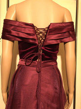 Load image into Gallery viewer, Brand new Wine  Red  Satin &amp; Velvet Fabric  Prom  Gown Evening  Dress  UK  Size 6, 8,10 ,12 ,14