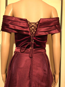 Brand new Wine  Red  Satin & Velvet Fabric  Prom  Gown Evening  Dress  UK  Size 6, 8,10 ,12 ,14