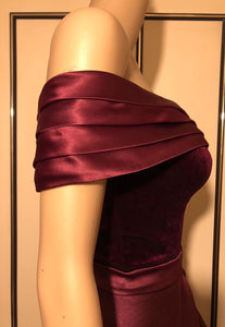 Brand new Wine  Red  Satin & Velvet Fabric  Prom  Gown Evening  Dress  UK  Size 6, 8,10 ,12 ,14