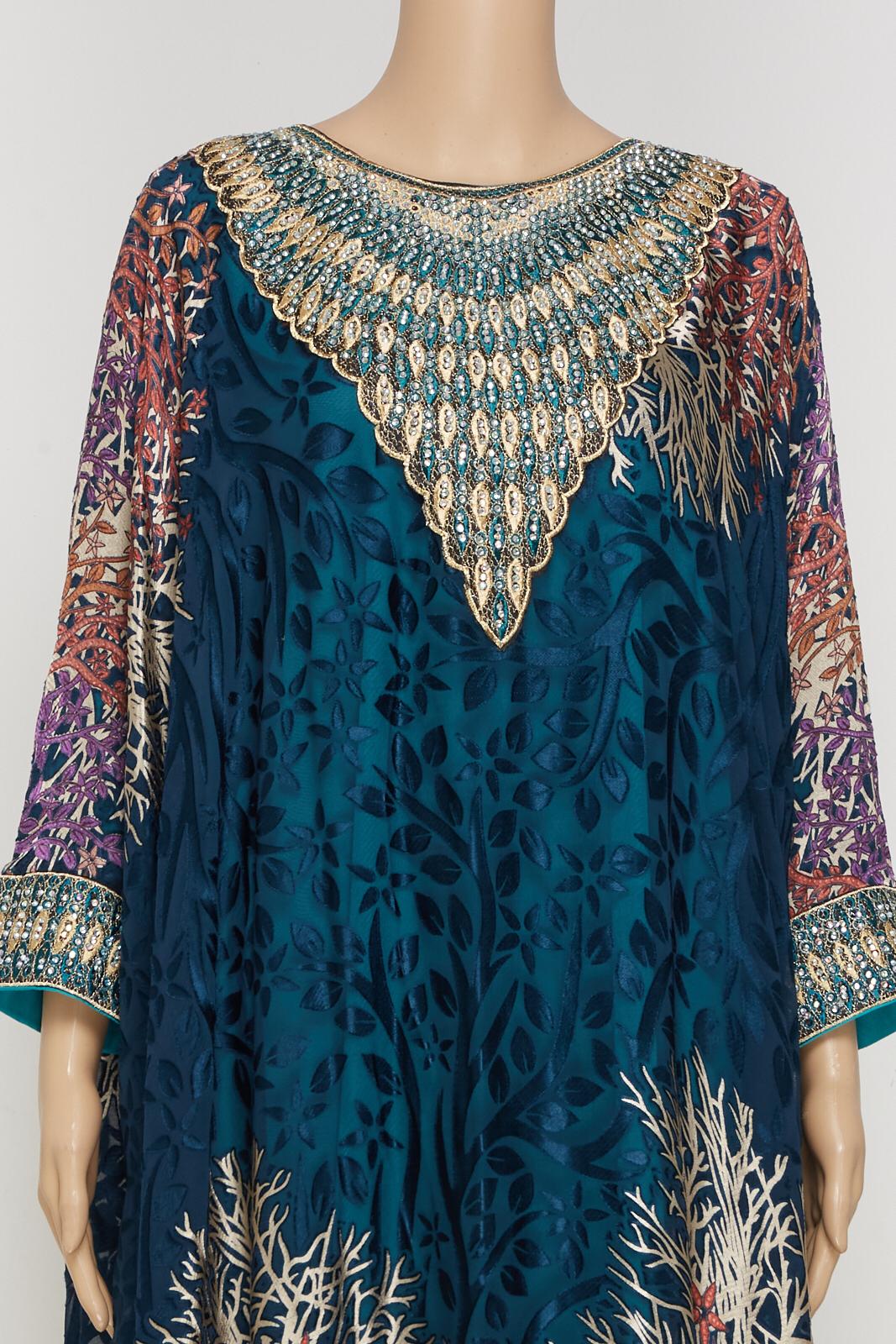 Netted Viscose and fully lined Jersey fabric Kaftan Farasha