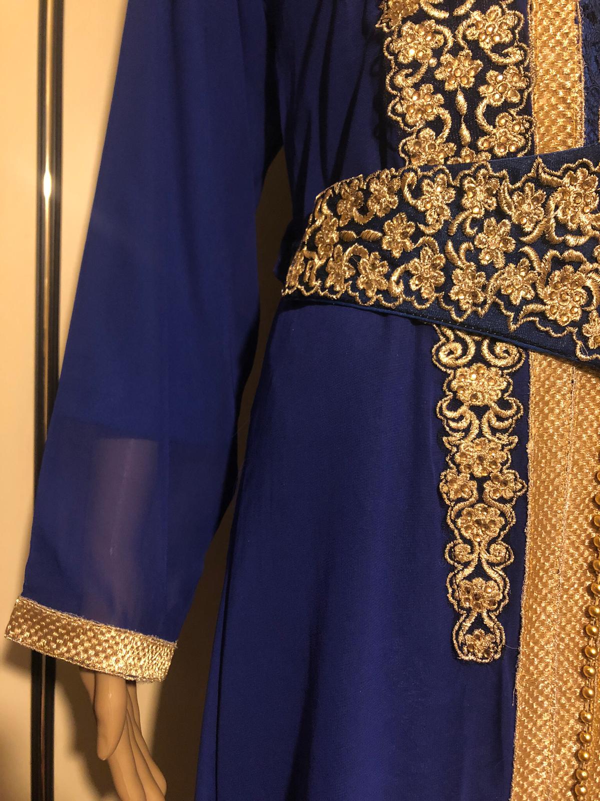 Royal  Blue moroccan Chiffon  Fabric  Takchita