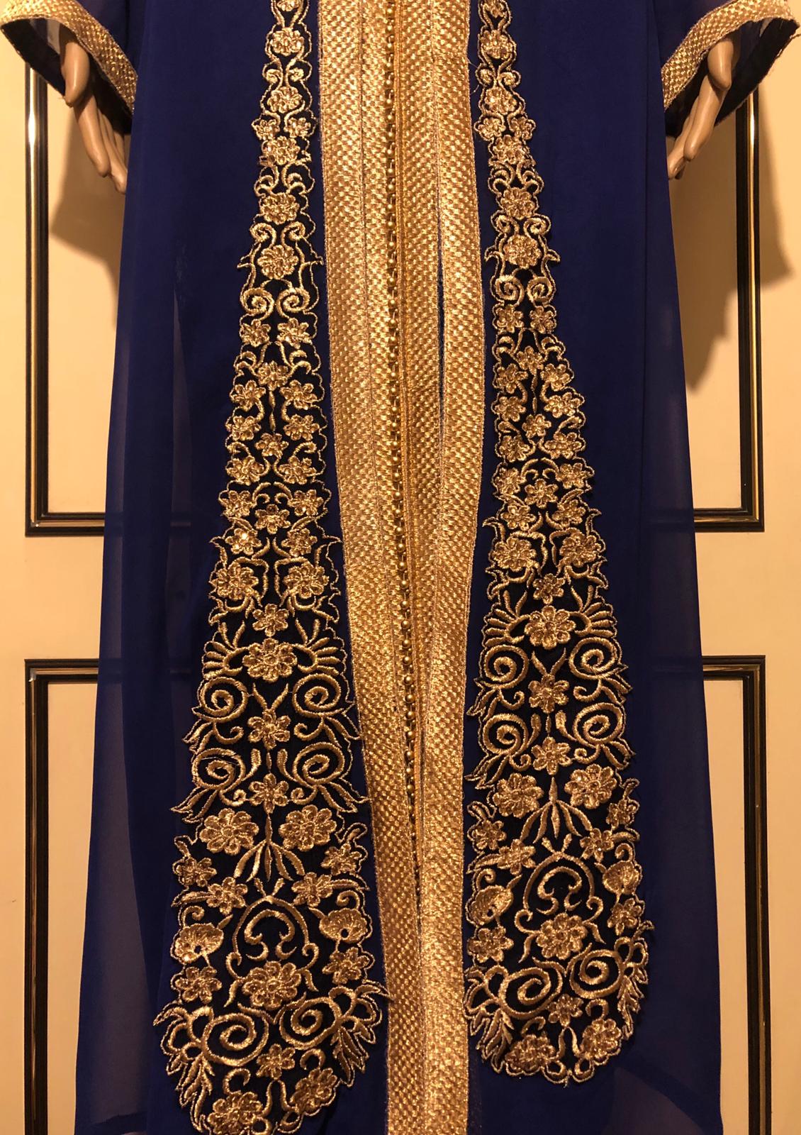 Royal  Blue moroccan Chiffon  Fabric  Takchita