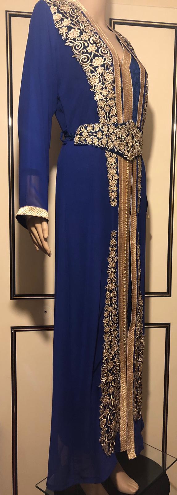 Royal  Blue moroccan Chiffon  Fabric  Takchita