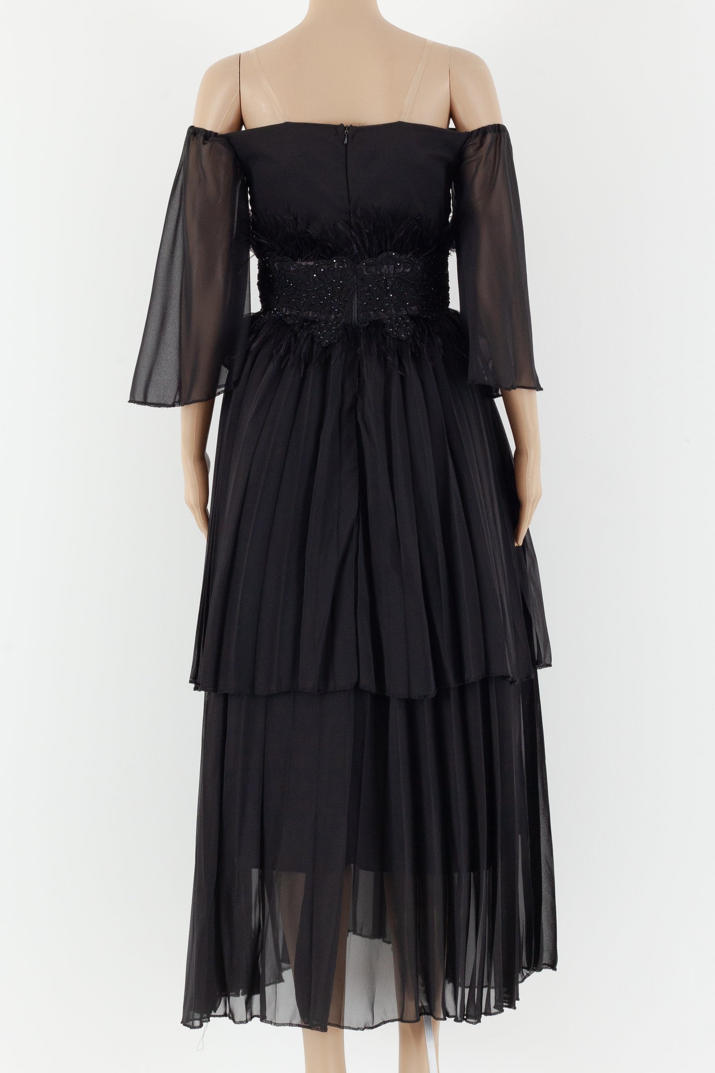 designer black evening dress.