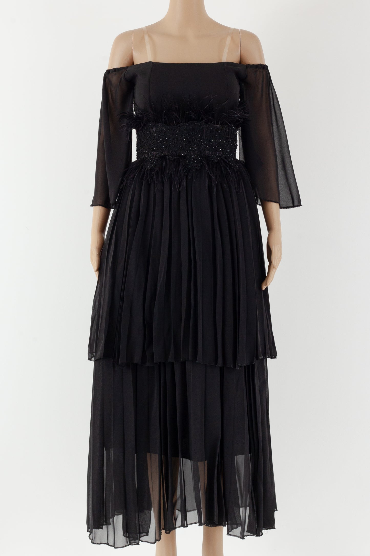 designer black evening dress.