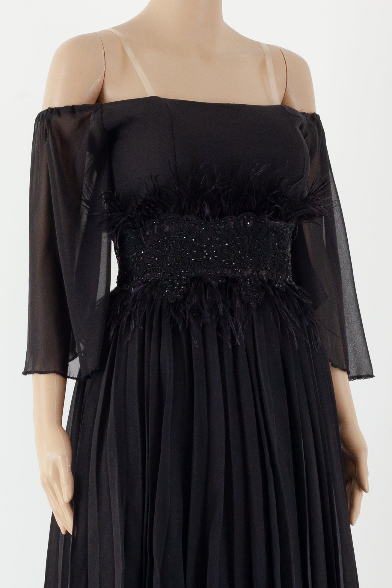 designer black evening dress.