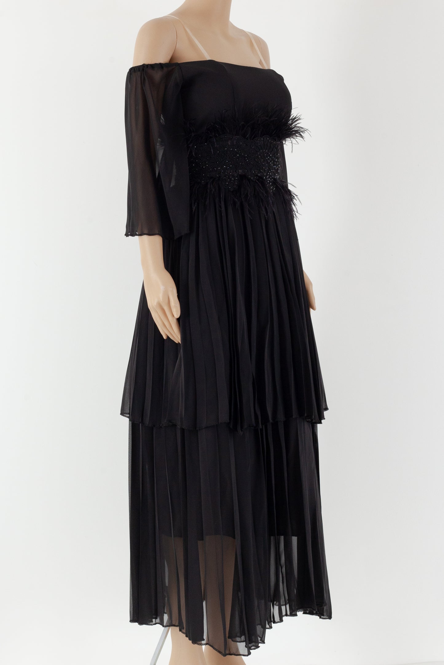 designer black evening dress.