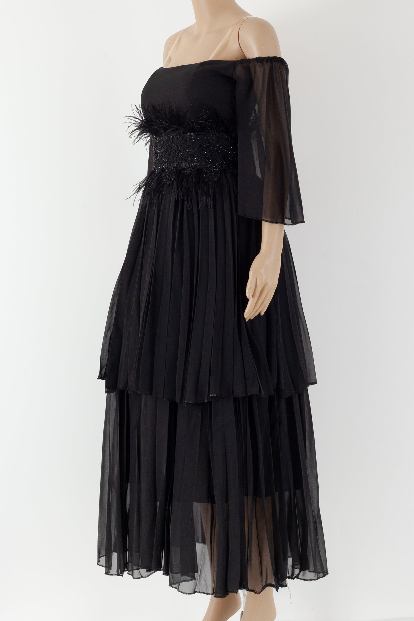 designer black evening dress.