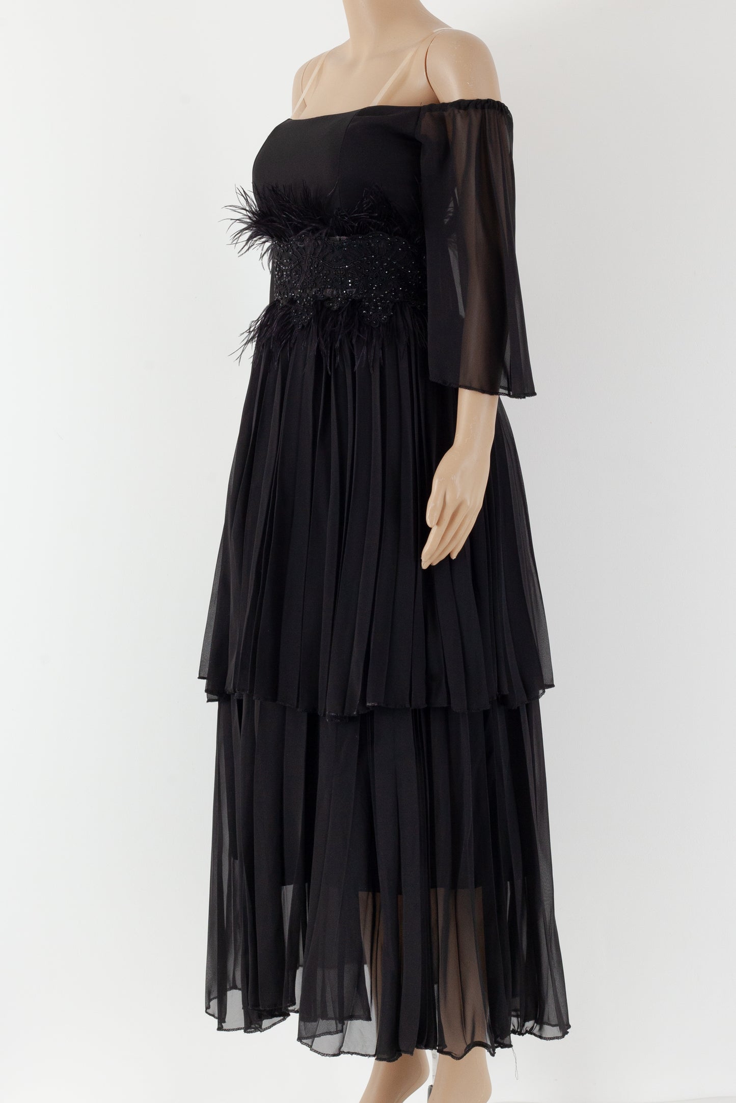 designer black evening dress.