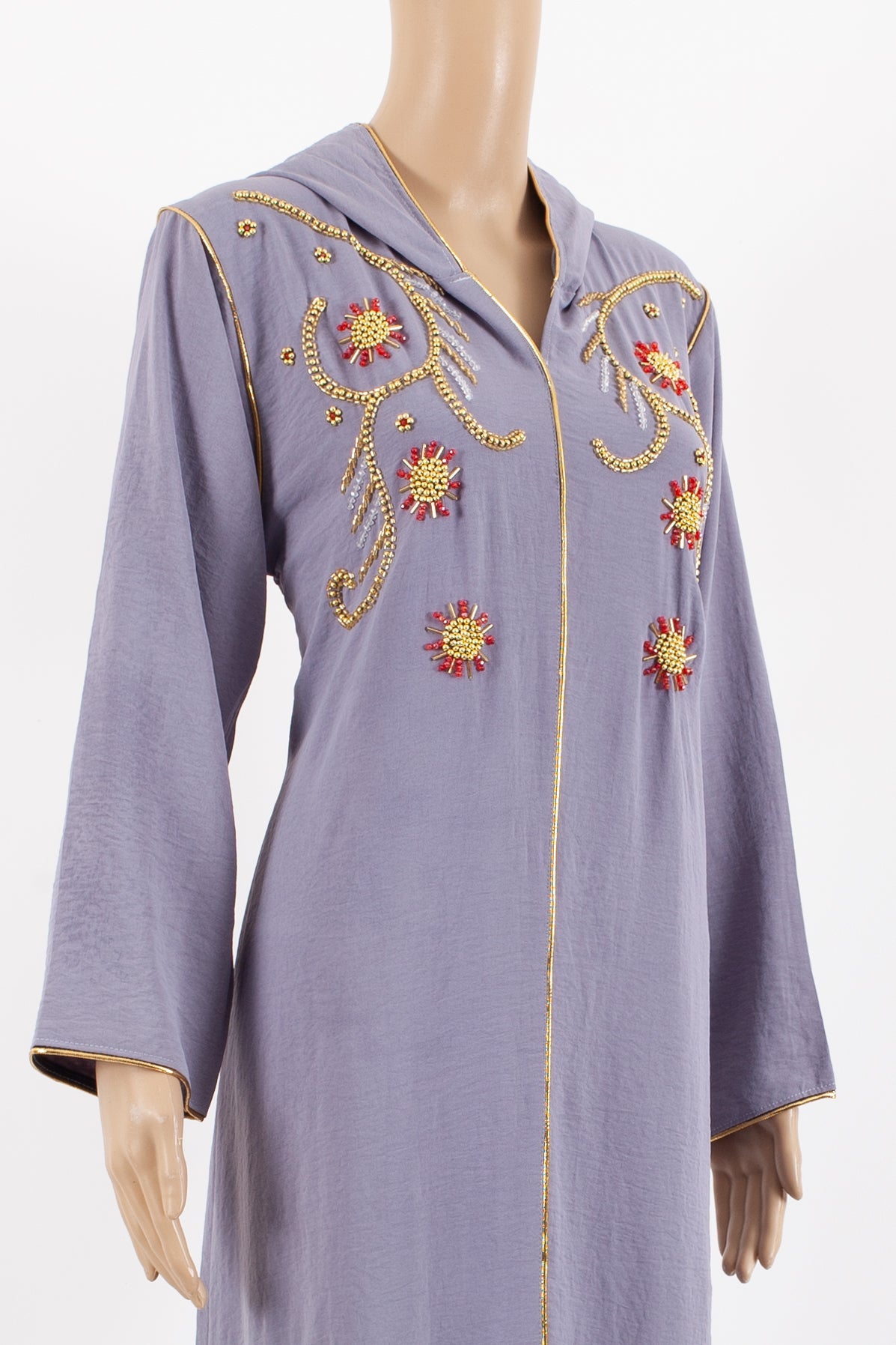 kaftan dress with cap.