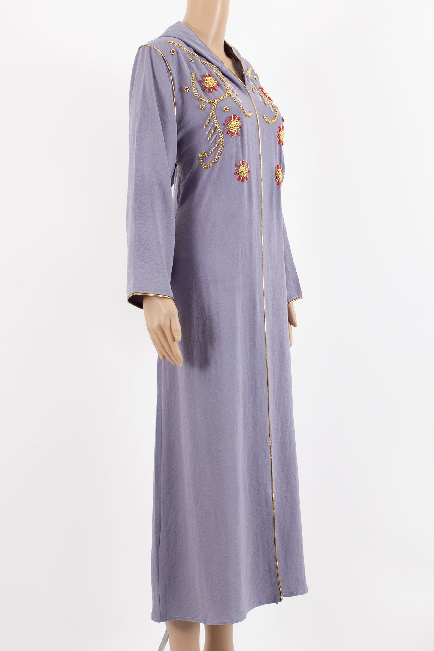 kaftan dress with cap.