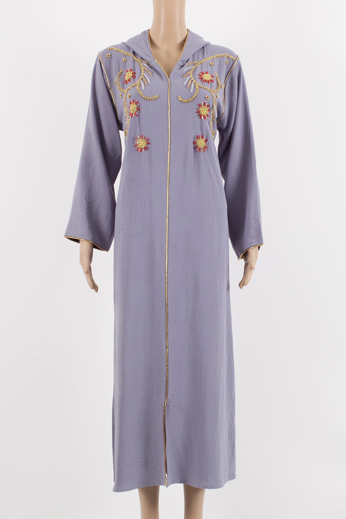 kaftan dress with cap.