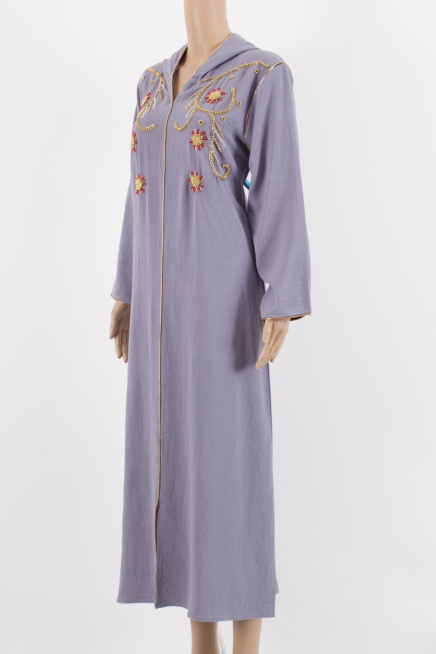 kaftan dress with cap.