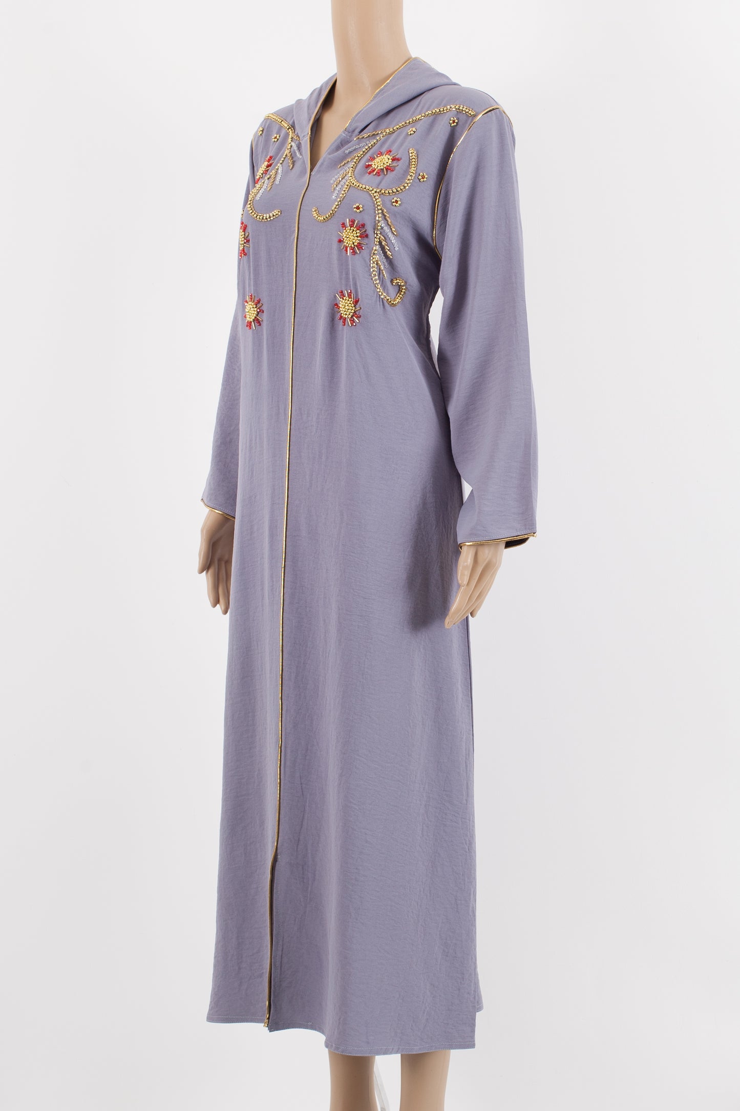 kaftan dress with cap.