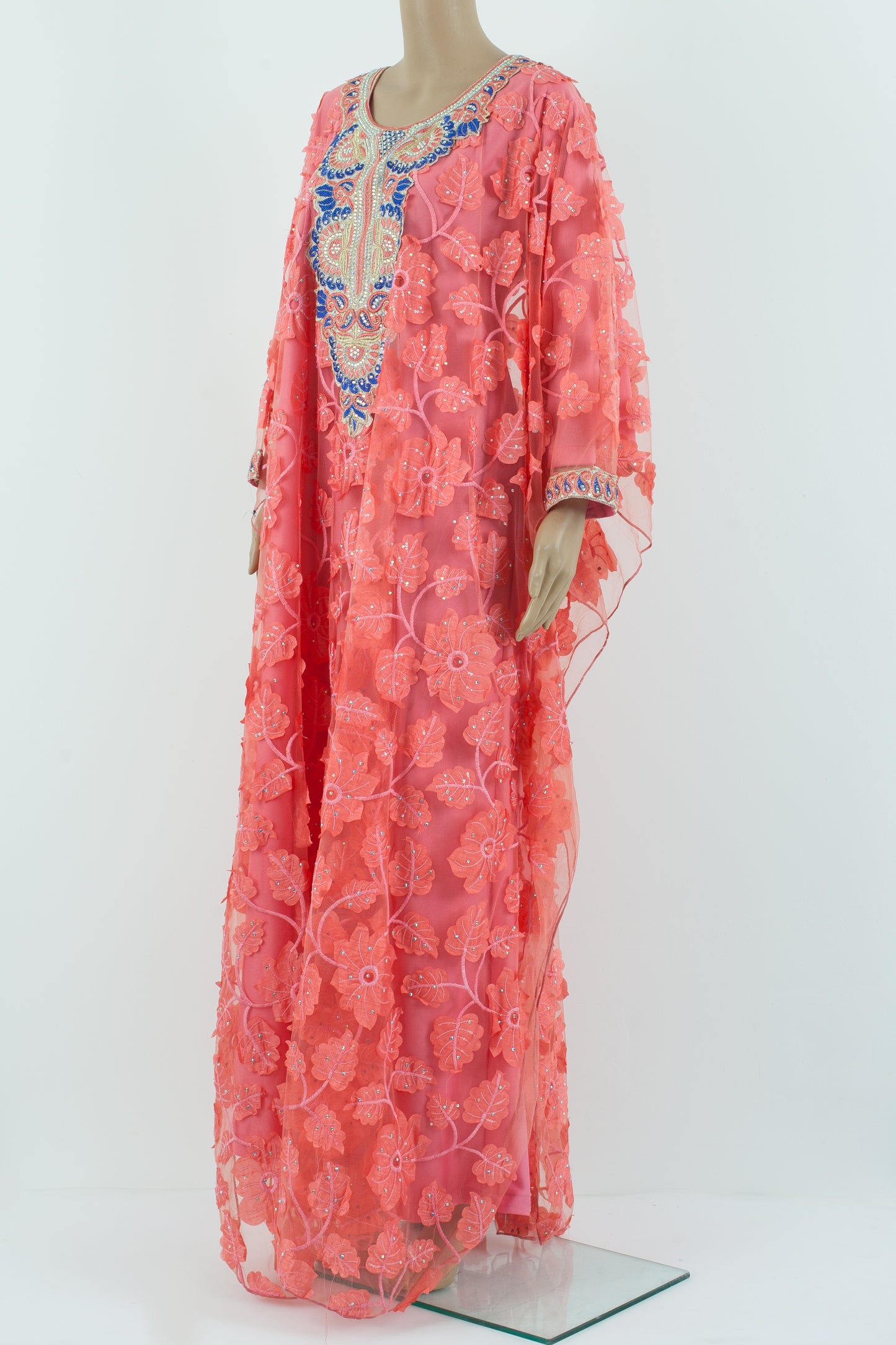 pink Classic embroidered Arabic Style Jalabiyah.