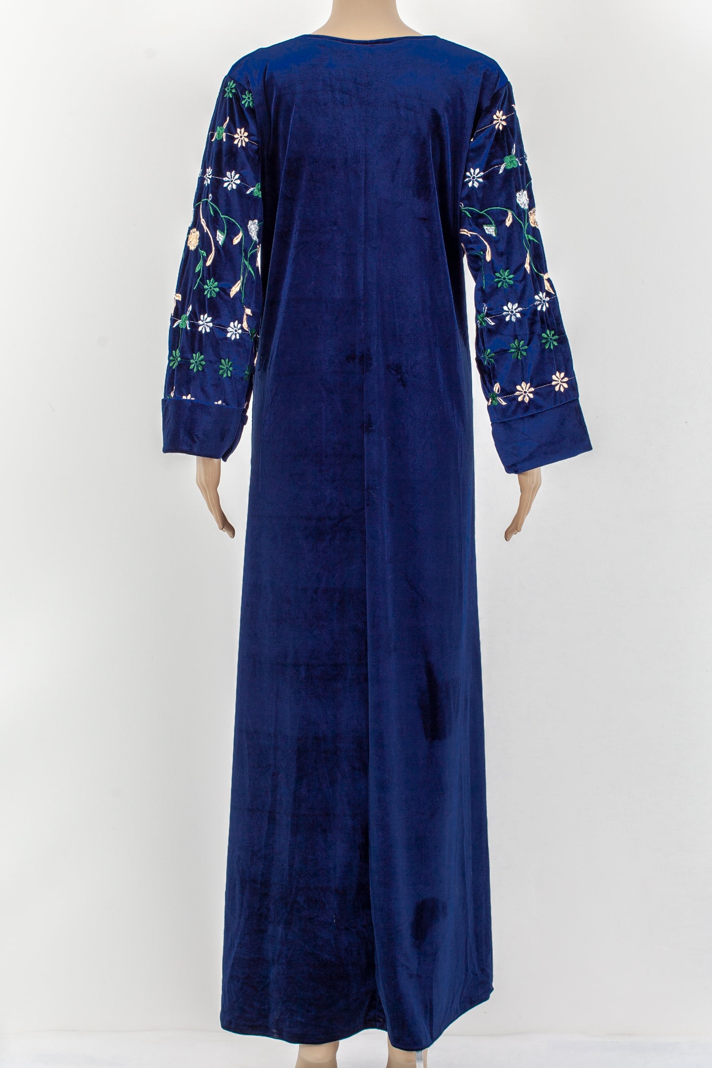 Blue floral embroidery jalabiyah kaftan.