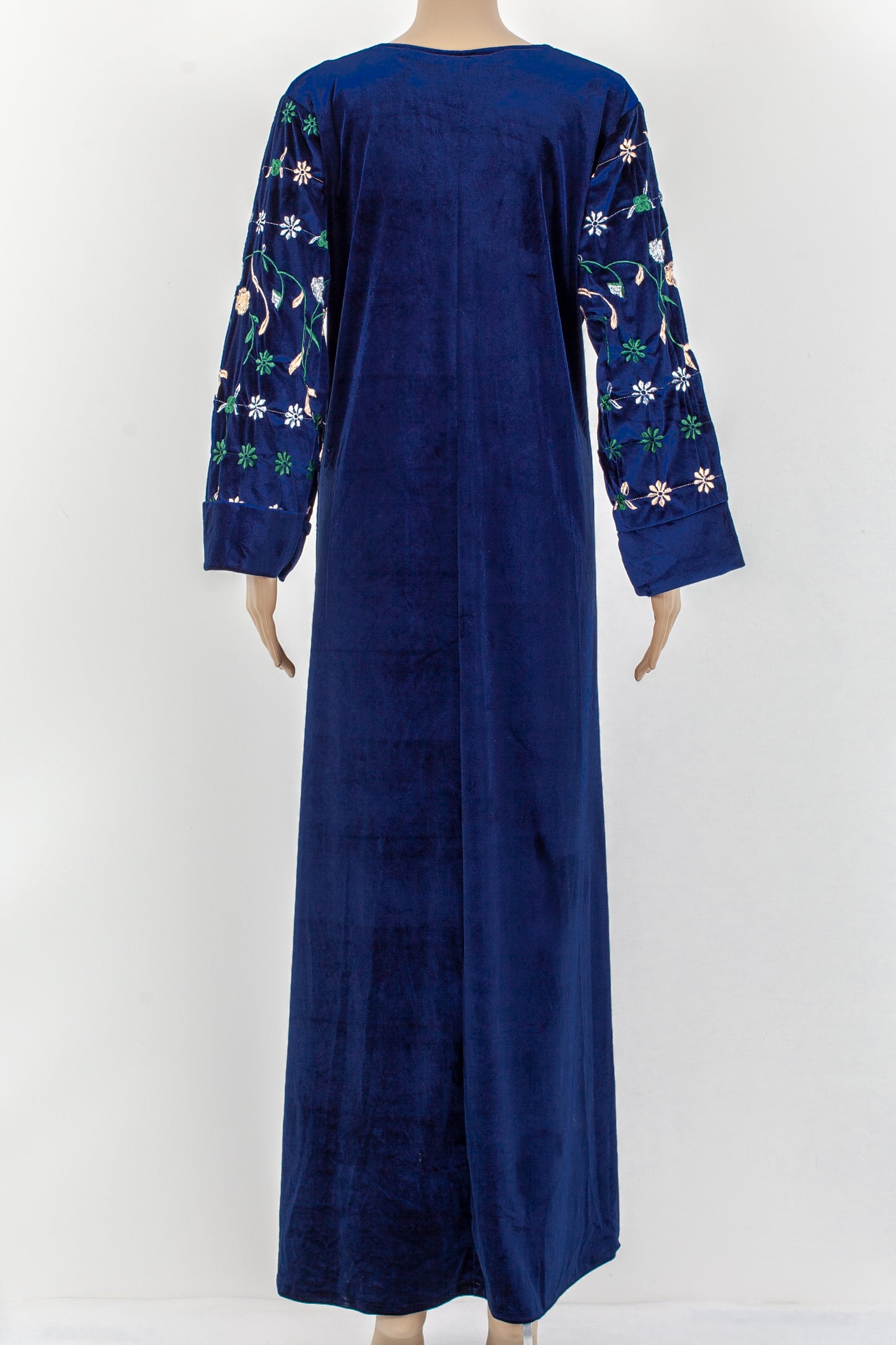 Blue floral embroidery jalabiyah kaftan.